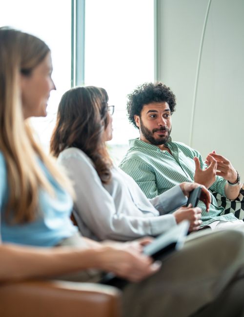 A group of people talking